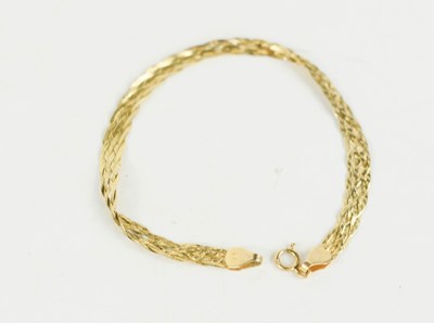 Lot 269 - A 9ct gold Italian plaited bracelet, with hoop...