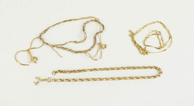 Lot 270 - A 9ct gold necklace with hoop clasp, together...