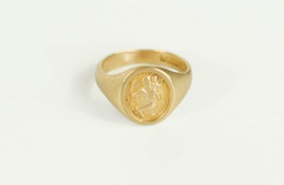 Lot 106 - A 9ct gold signet ring, depicting St...