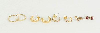 Lot 271 - A pair of 15ct gold hoop earrings, 1g, a pair...