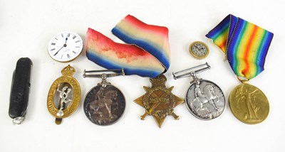 Lot 320 - A WWI medal trio awarded to SPR A.W Stroud,...