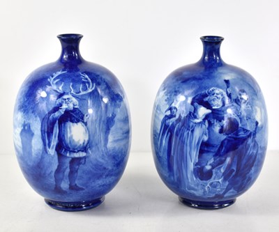 Lot 11 - A pair of Victorian Doulton Burslem blue and...