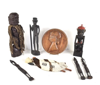 Lot 295 - A collection of African tribal items to...