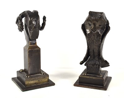 Lot 285 - A pair of bronzed sculptures, one of an owl...