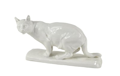 Lot 15 - A rare porcelain sculpture of a cat, designed...