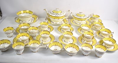 Lot 128 - A Victorian porcelain tea set in yellow and...