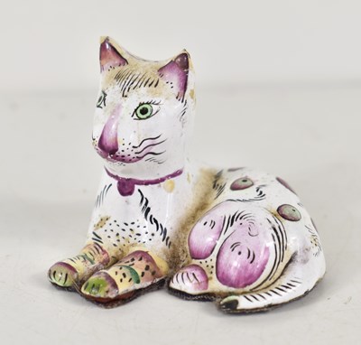 Lot 18 - A 19th century enamel and metal cat ornament,...