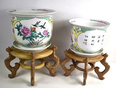 Lot 137 - Two 20th century Chinese jardinieres with...