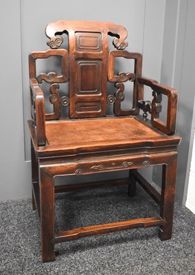 Lot 537 - A 19th century Qing dynasty throne chair, the...