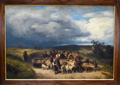 Lot 437 - E C Post (19th century): travellers with flock...