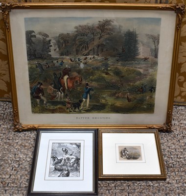 Lot 368 - A 19th century print titled Battue Shooting,...