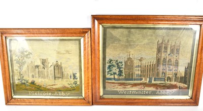 Lot 370 - Two Victorian framed and glazed tapestries of...