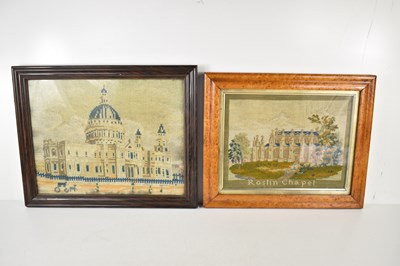 Lot 369 - Two Victorian framed and glazed tapestries of...