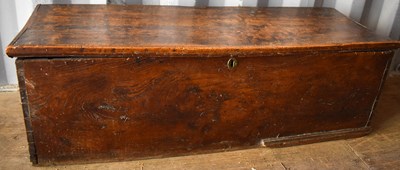 Lot 456 - A 18th century boarded oak coffer, with a...