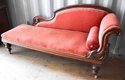 Lot 469 - A Victorian mahogany framed chaise longue,...