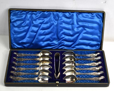 Lot 224 - A cased set of twelve silver teaspoons and a...