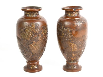 Lot 39 - A pair of 19th century Chinese bronze vases,...