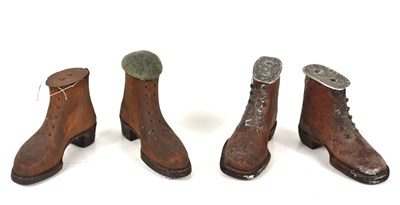 Lot 170 - Two pairs of Victorian miniature leather boots,...