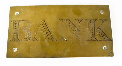 Lot 419 - An antique brass bank wall sign / plaque,...