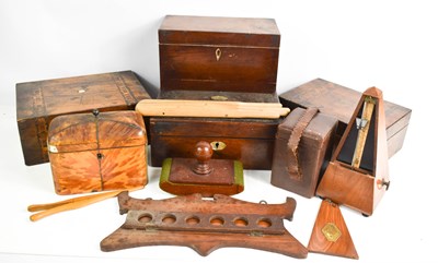 Lot 271 - A group of treen to include writing boxes, tea...