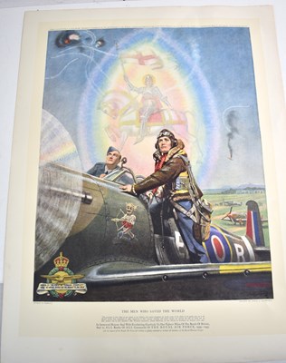 Lot 352 - An Aviation print of WWII spitfire pilots,...