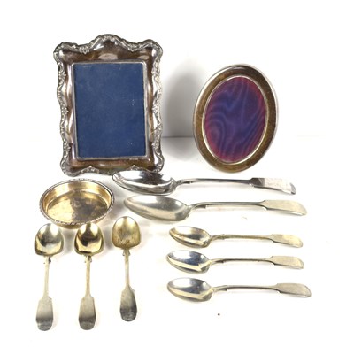 Lot 214 - A silver pin dish together with two silver...