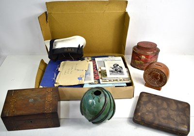 Lot 157 - A Victorian work box together with a WWII...