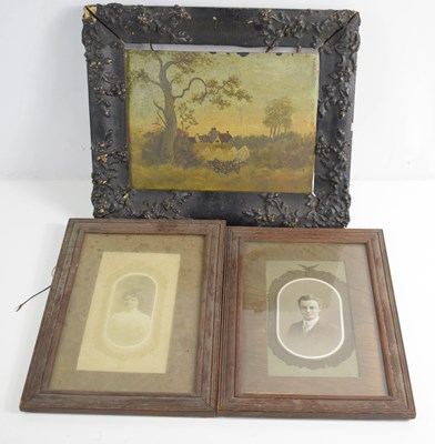 Lot 359 - A 19th century oil on board depicting a tree...