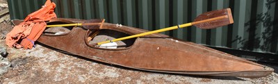 Lot 333 - A wooden scratch-built two man canoe / kayak,...