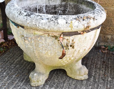 Lot 432 - A pair of large reconstituted stone planters,...