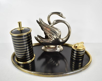 Lot 151 - An Art Deco smokers desk tidy, comprising...