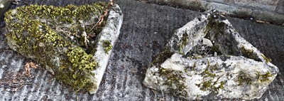 Lot 429 - A pair of triangular antique stone planters.