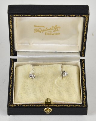 Lot 274 - A pair of 18ct gold and diamond earrings, 1.1g,...