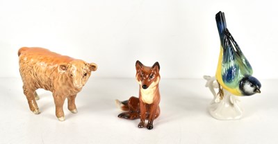 Lot 139 - A Beswick fox and bull ornament together with...