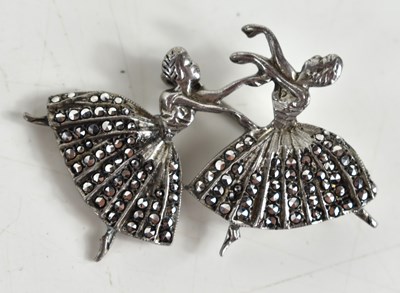 Lot 107 - A vintage silver and marcasite brooch of...