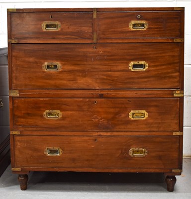 Lot 496 - A 19th century mahogany two-section campaign...