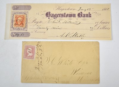 Lot 296 - A US Civil War era cheque from the Hagerstown...