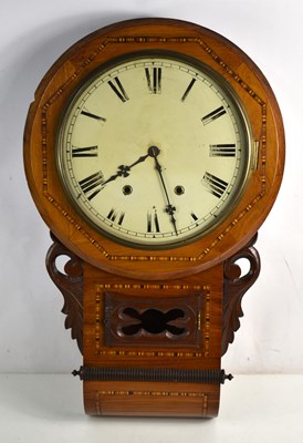 Lot 407 - A 19th century American wall clock, the...