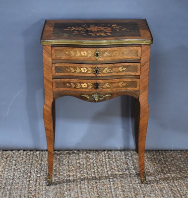 Lot 535 - A French Kingwood side table with three...