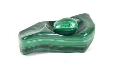 Lot 191 - A two piece carved and polished malachite...