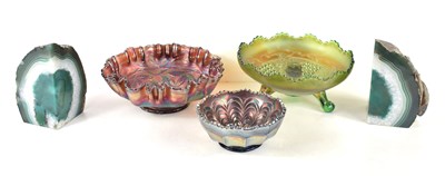 Lot 159 - A group of three Carnival glass bowls,...