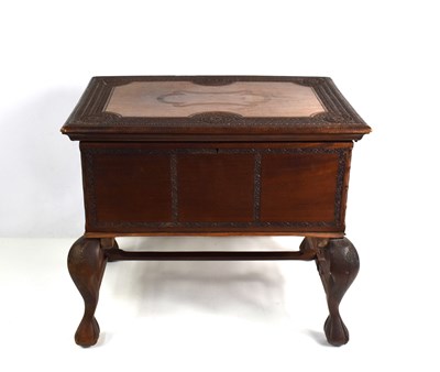 Lot 93 - An Indonesian hardwood casket on stand...