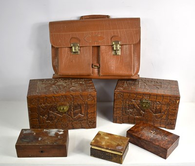 Lot 124 - Two oriental carved camphor wood boxes...