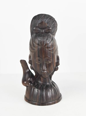 Lot 98 - A Japanese vintage carved female bust, with a...