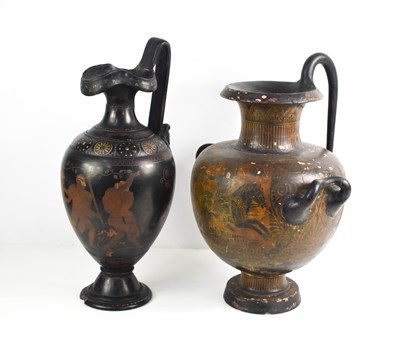 Lot 188 - Two Greek terracotta vases; a Hydria, used...