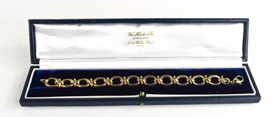 Lot 316 - A 9ct gold bracelet, composed of oval links,...