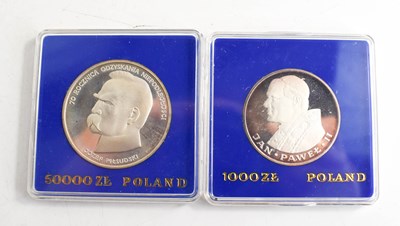 Lot 264 - Two Polish mint coins, 50000 ZL Jozef...