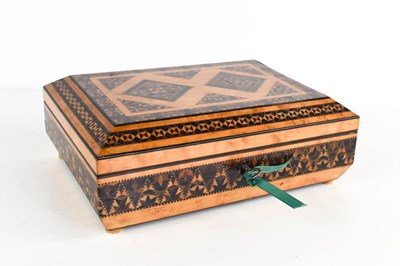 Lot 136 - A19th century Tunbridge ware sewing box, the...