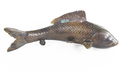 Lot 8 - A Chinese bronze coy carp, cast with detailed...