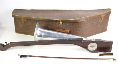 Lot 385 - A vintage Stroh violin with horn, steel plate...